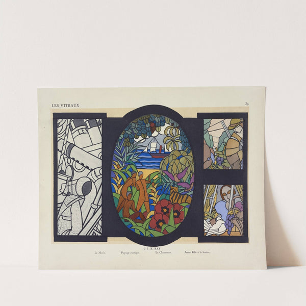 1, Le navire ; 2, Paysage exotique ; 3, La chasseresse ; 4, Jeune fille à la fenêtre, au Pavillon du Vitrail by Jacques Gruber