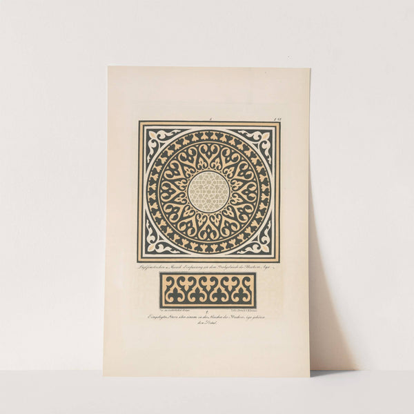 1. Luftfensterchen m Mosaik - Einfassung an dem Grabgebäude des Ibrahim Aga, 2. Eingelegter Sturr über einem zu der Moschee des Ibrahim Aga gehören den Portal by Friedrich Maximilian Hessemer