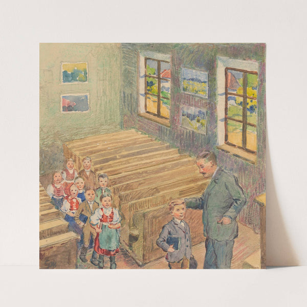 1. – Teacher with Children in a Class (1932) by Gustáv Mallý