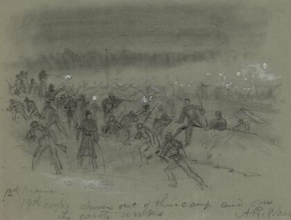 12th Maine–19th corps driven out of their camp and over the earth works