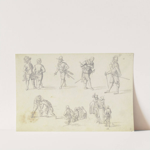 14 Figurenstudien, meist Soldaten by Johann Ludwig Ernst Morgenstern