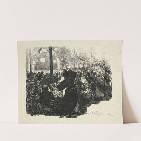14 Juillet, Rue de Belleville, 10 heures (1889) by Auguste Louis Lepère