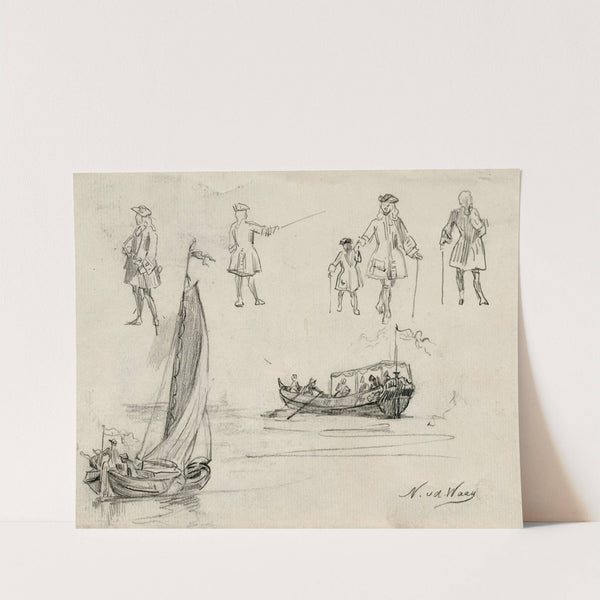 17de eeuwse figuurtjes en bootjes by Nicolaas van der Waay