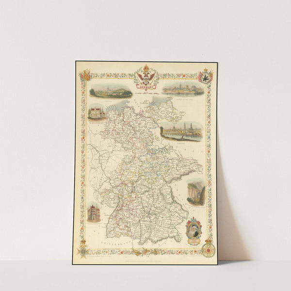 1851 map of Germany, excluding most of Austrian and Prussian possessions (1851) by John Tallis