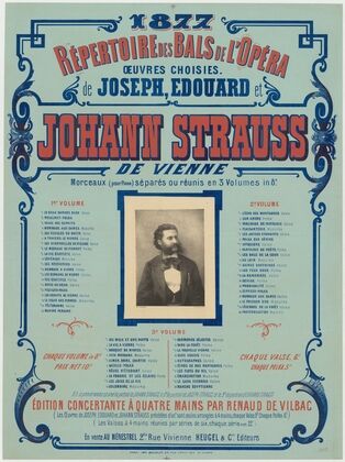 1877. Répertoire des bals de l’Opéra. Oeuvres choisies de Joseph, Edouard et Johann Strauss, de Vienne (1877)