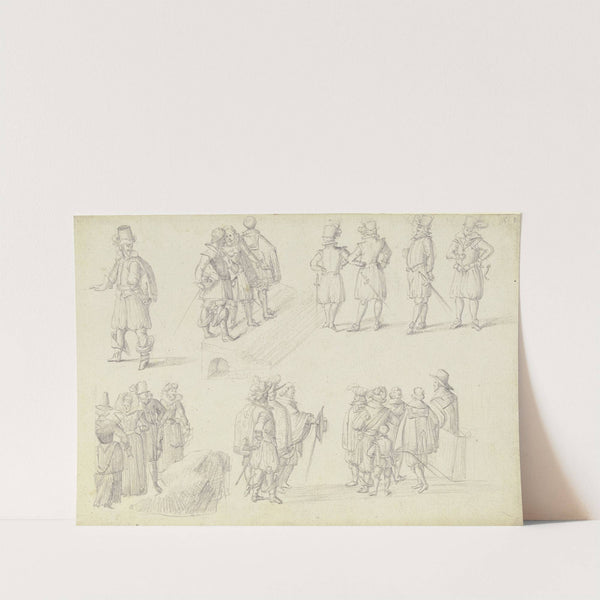 21 Figurenstudien, darunter drei Frauenfiguren by Johann Ludwig Ernst Morgenstern
