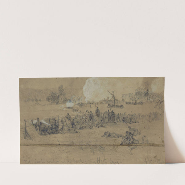2nd Corps, Batteries in position on the bank of the North Anna. 2nd Maine Battery (1864) by Alfred Rudolph Waud