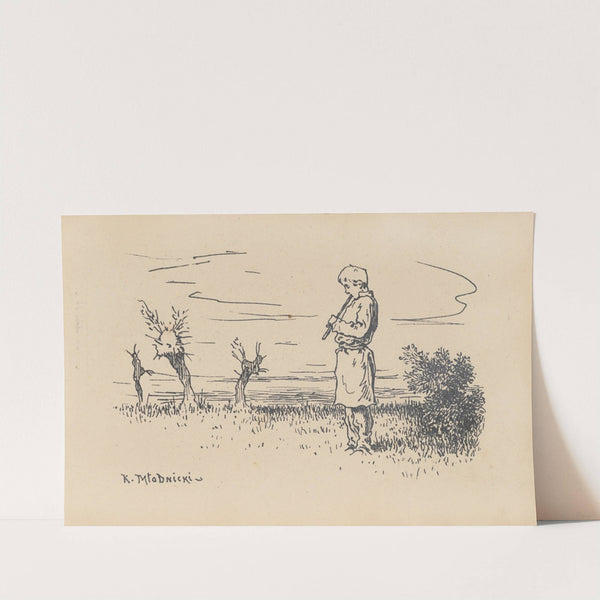 48 Pastuszek grający na fujarce (1896) by Karol Młodnicki