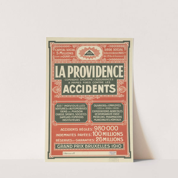 56, rue de la Victoire, Paris. La Providence, compagnie anonyme d’assurances à primes fixes contre les accidents (1912) by Imp. F. Champenois