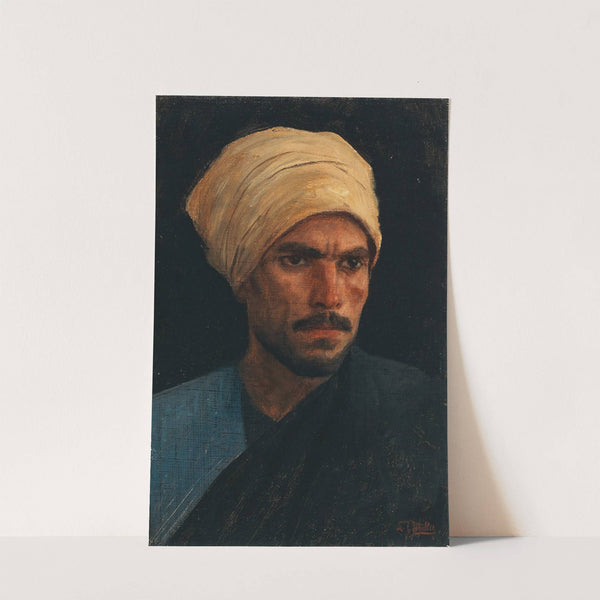 A Arab with a Yellow Turban and a Blue Burnous by Leopold Carl Müller