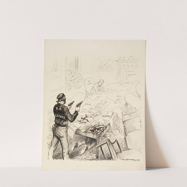 A bandit, representing railroad labor, attacks the cabinet office (1919) by William Henry Walker