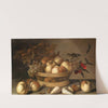A Basket With Cherries, Apples, Peaches And A Bunch Of Grapes, Surrounded By Apples, Peaches, Shells, Bees And A Dragonfly by Balthasar van der Ast