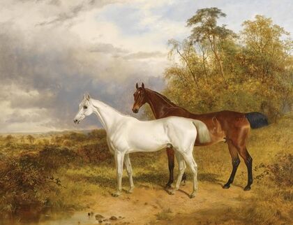 A Bay And Grey Horse In A Landscape — size preview