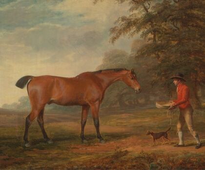 A Bay Horse Approached by a Stable-Lad with Food and a Halter — size preview