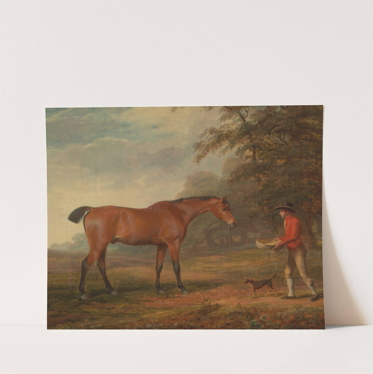A Bay Horse Approached by a Stable-Lad with Food and a Halter by George Garrard