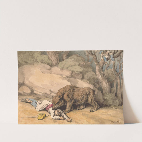A Bear Attacking a Fallen Indian by Samuel Howitt