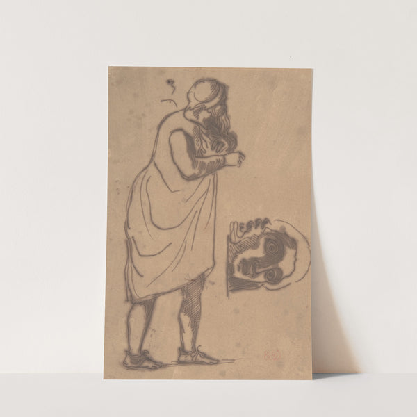 A Bearded Man, Standing, and a Classical Head (1815–63) by Eugène Delacroix