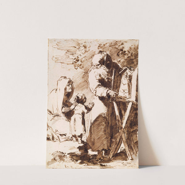 A Bearded Monk Showing a Portable Altar to a Praying Child, with an Old Woman Kneeling by Pietro Antonio Novelli