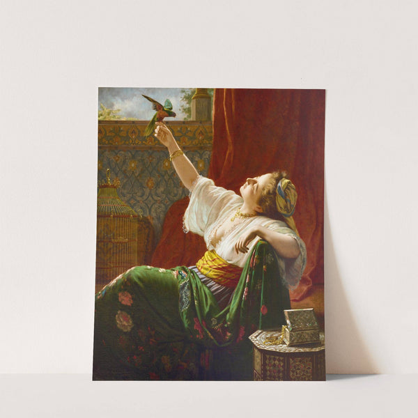 A Beauty Holding a Bird by Louis-Emile Pinel De Grandchamp