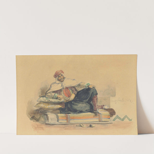 A Berber seated on a low couch by Eugène Delacroix