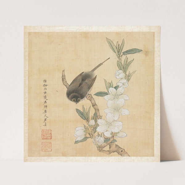 A Bird and Peach-Blossom Branch (1598-1652) by Chen Hongshou