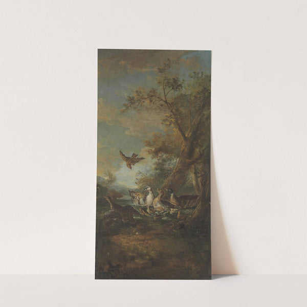 A Bird Of Prey, Ducks And Ducklings In A Landscape by Giovanni Crivelli