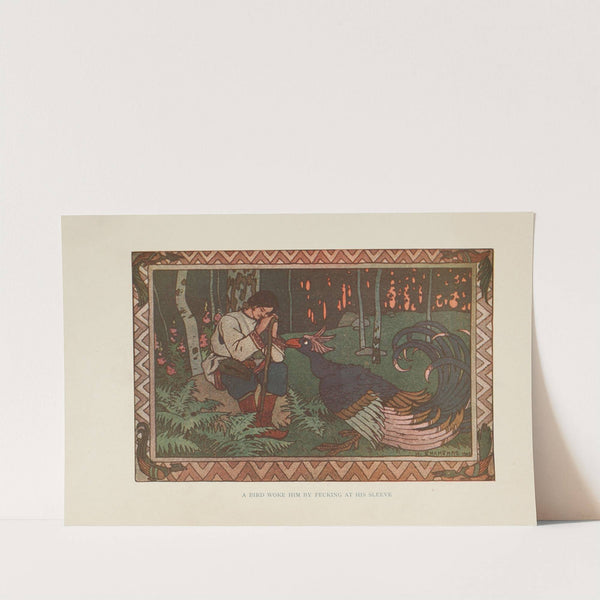 A bird woke him by pecking at his sleeve (1917) by Ivan Bilibin