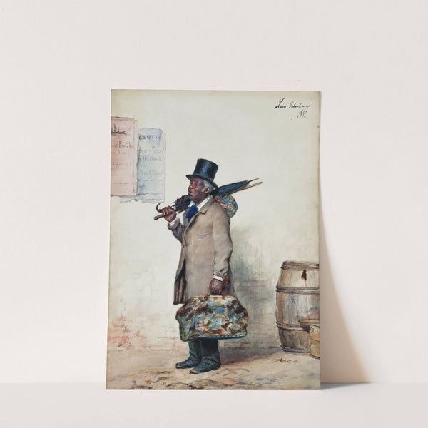 A Black Man Carrying a Carpet Bag (‘Going Home to Georgia’) (1882) by Léon Delachaux