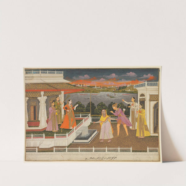 A blindfolded suitor is brought before a princess (1755) by Fayzullah