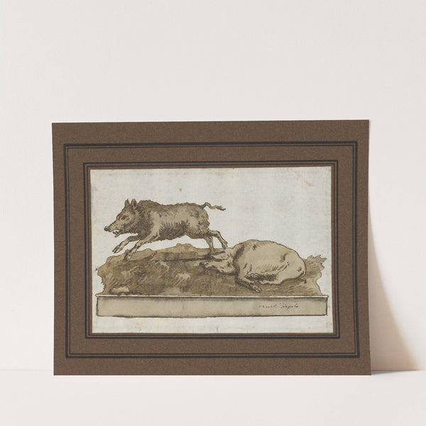 A Boar, Galloping to the Left, and a Sleeping Sow (on the Base) (mid-18th–early 19th century) by Giovanni Domenico Tiepolo