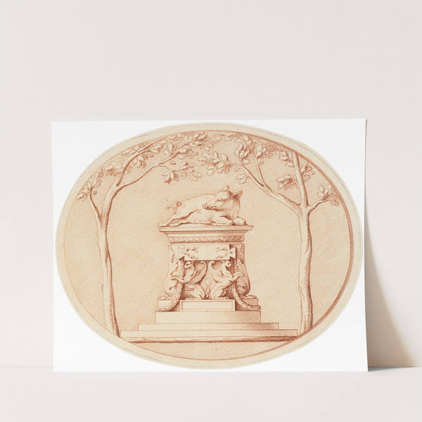 A boar on a sacrifical altar, flanked by trees by Edmé Bouchardon