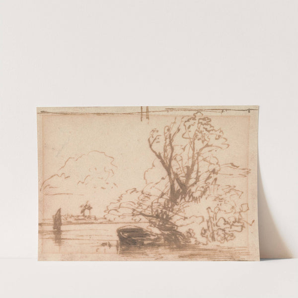 A Boat Moored by a River Bank by Thomas Creswick