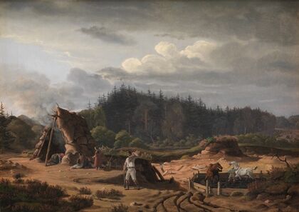 A Bog with Peat Cutters. Høsterkøb, North Zealand