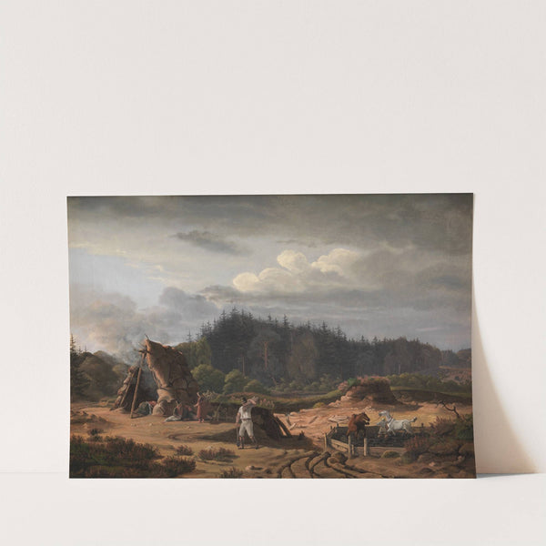 A Bog with Peat Cutters. Høsterkøb, North Zealand by Fritz Petzholdt