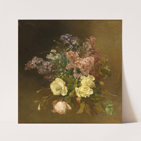 A Bouquet of Flowers with Lilacs and Roses by Josefine Swoboda