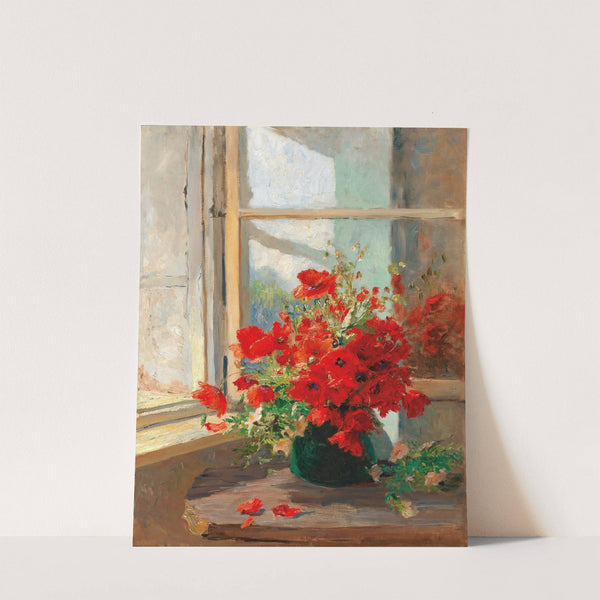 A bouquet of poppies by the window by Olga Wisinger-Florian