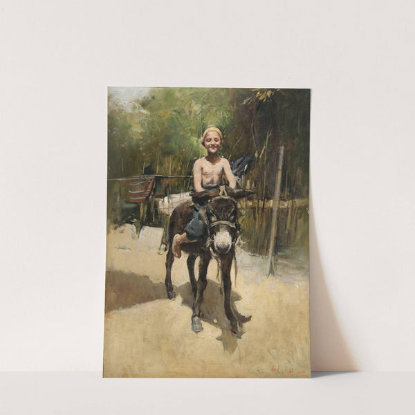 A Boy on a Donkey by Romualdo Locatelli