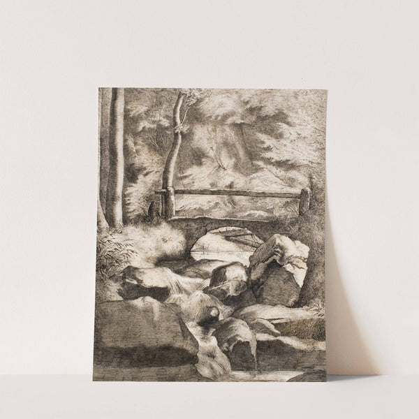 A Bridge over a Forest Stream (1840s) by Heinrich Dreber