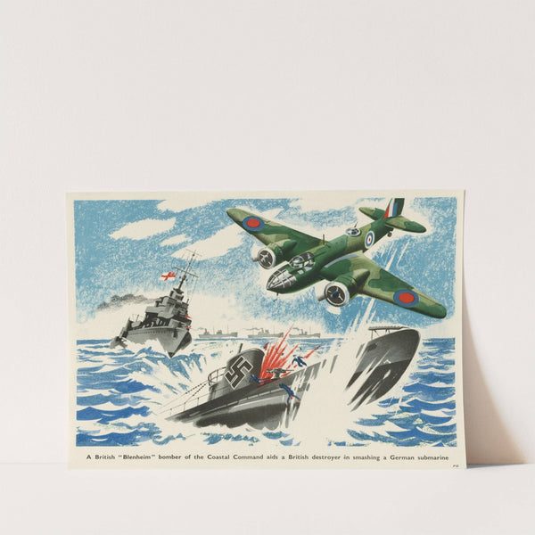 A British 'Blenheim' Bomber of the Coastal Command Aids a British Destroyer in Smashing a German Submarine by Anonymous
