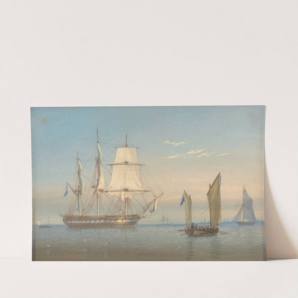 A British Frigate Dropping Anchor by William Joy