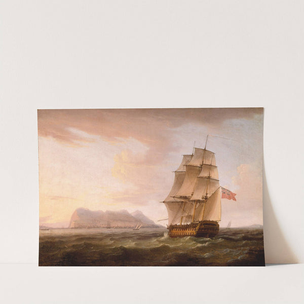 A British Man of War before the Rock of Gibraltar by Thomas Whitcombe