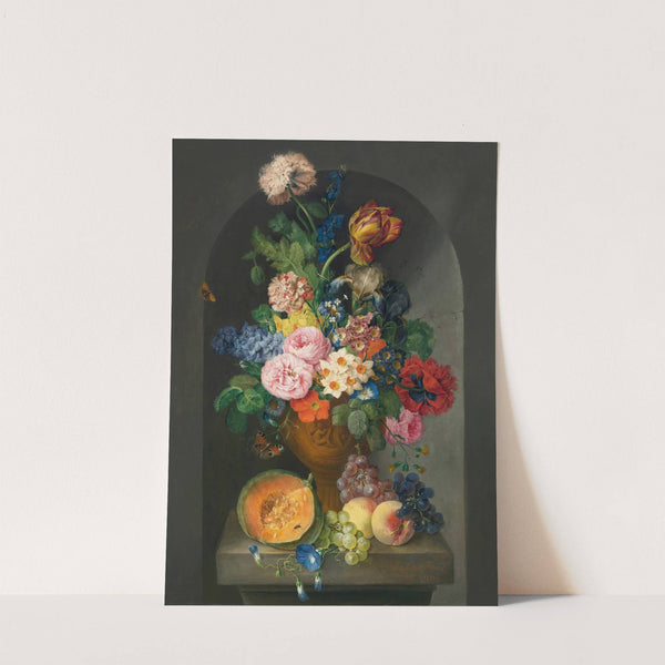 A Bronze Urn Of Flowers, With A Melon, Peaches And Grapes, A Butterfly And A Caterpillar (1812) by Franz Xaver Petter