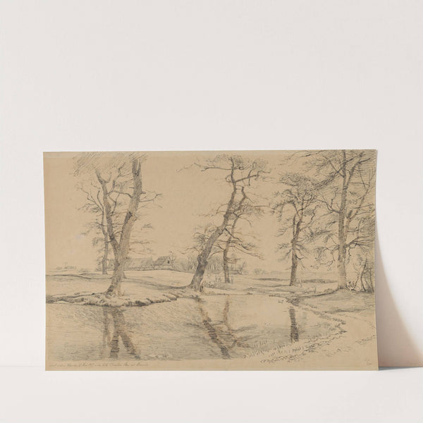 A Brook near a Farm in Usserød with Cows and Two Figures by Johan Thomas Lundbye