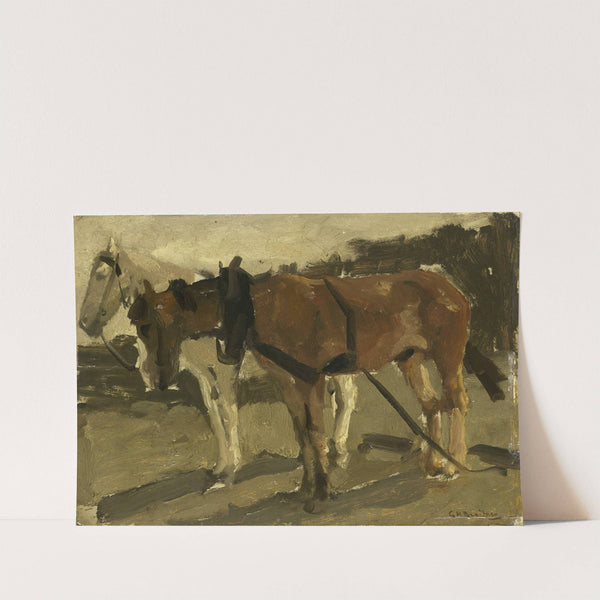 A Brown and a White Horse in Scheveningen by George Hendrik Breitner