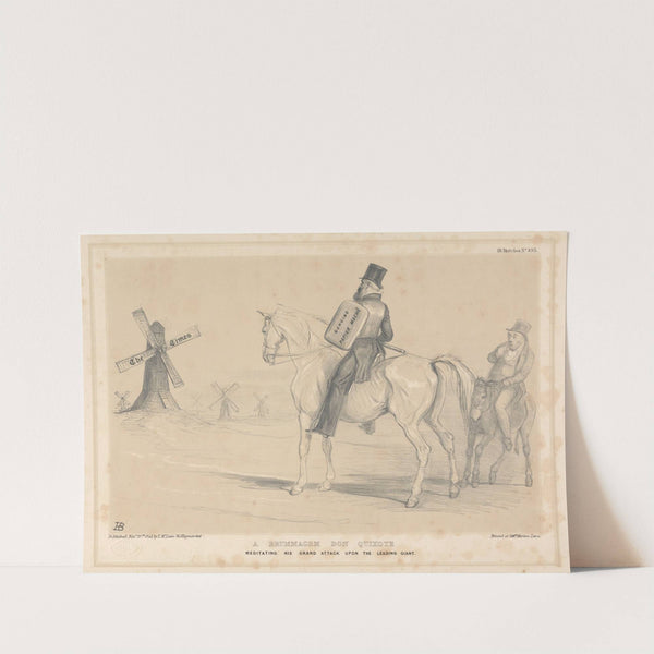 A Brummagem Don Quixote, Meditating his Grand Attack Upon the Leading Giant by John Doyle
