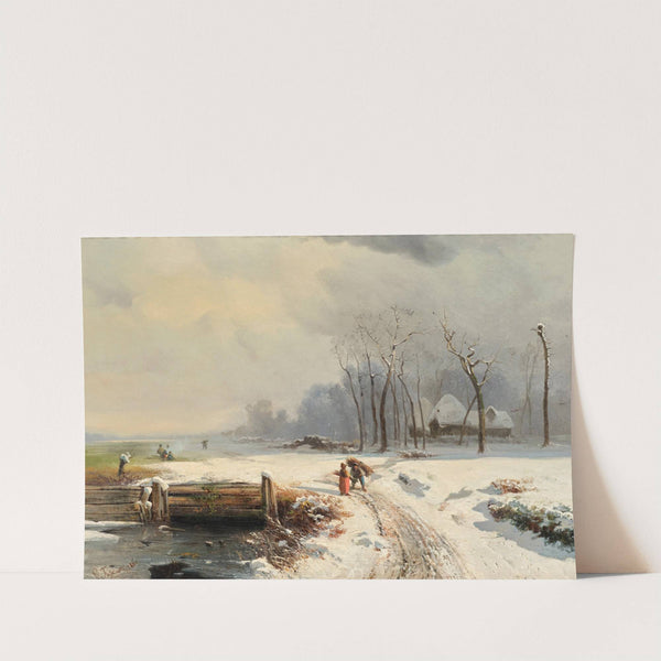 A Brushwood Gatherer in a Winter Landscape (1860) by Gaetano Fasanotti