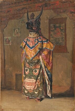 A Buddhist lama at a feast at Pemionchi Monastery. Sikkim