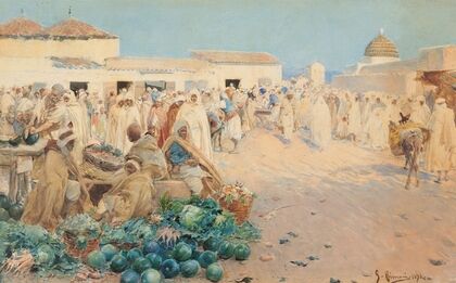 A busy market, North Africa