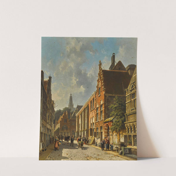 A busy street in summer by Adrianus Eversen