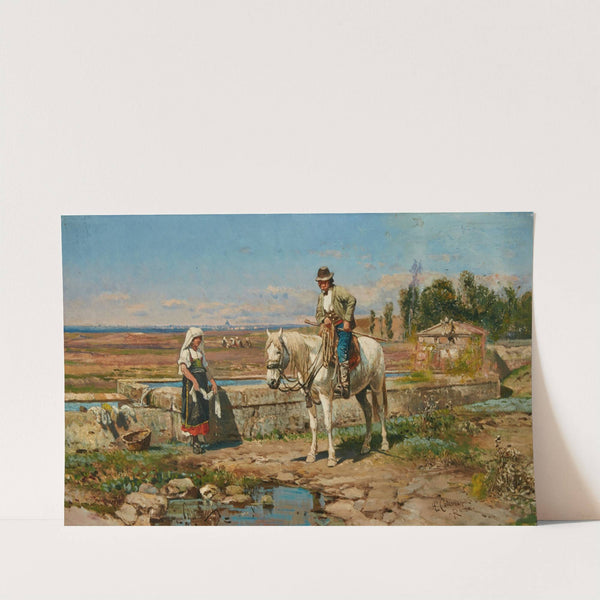 A buttero at the fountain by Henry Enrico Coleman